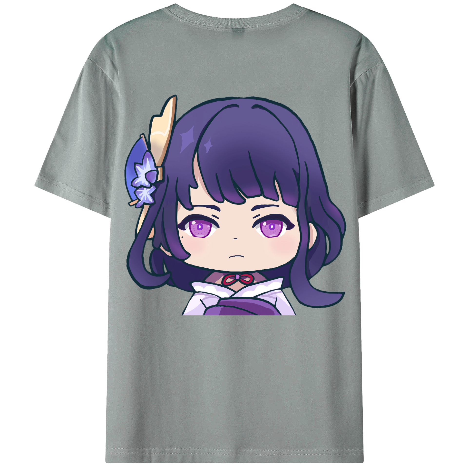 げんし神 雷電将軍 らいでんしょうぐん genshin Raiden Shogun 綿100％ メンズ半袖Tシャツ（バックプリント） 通気性
